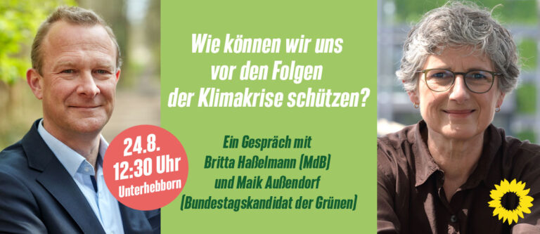 Britta Haßelmann am 24.8. in Bergisch Gladbach – Wie können wir uns vor den Folgen Klimakrise schützen?